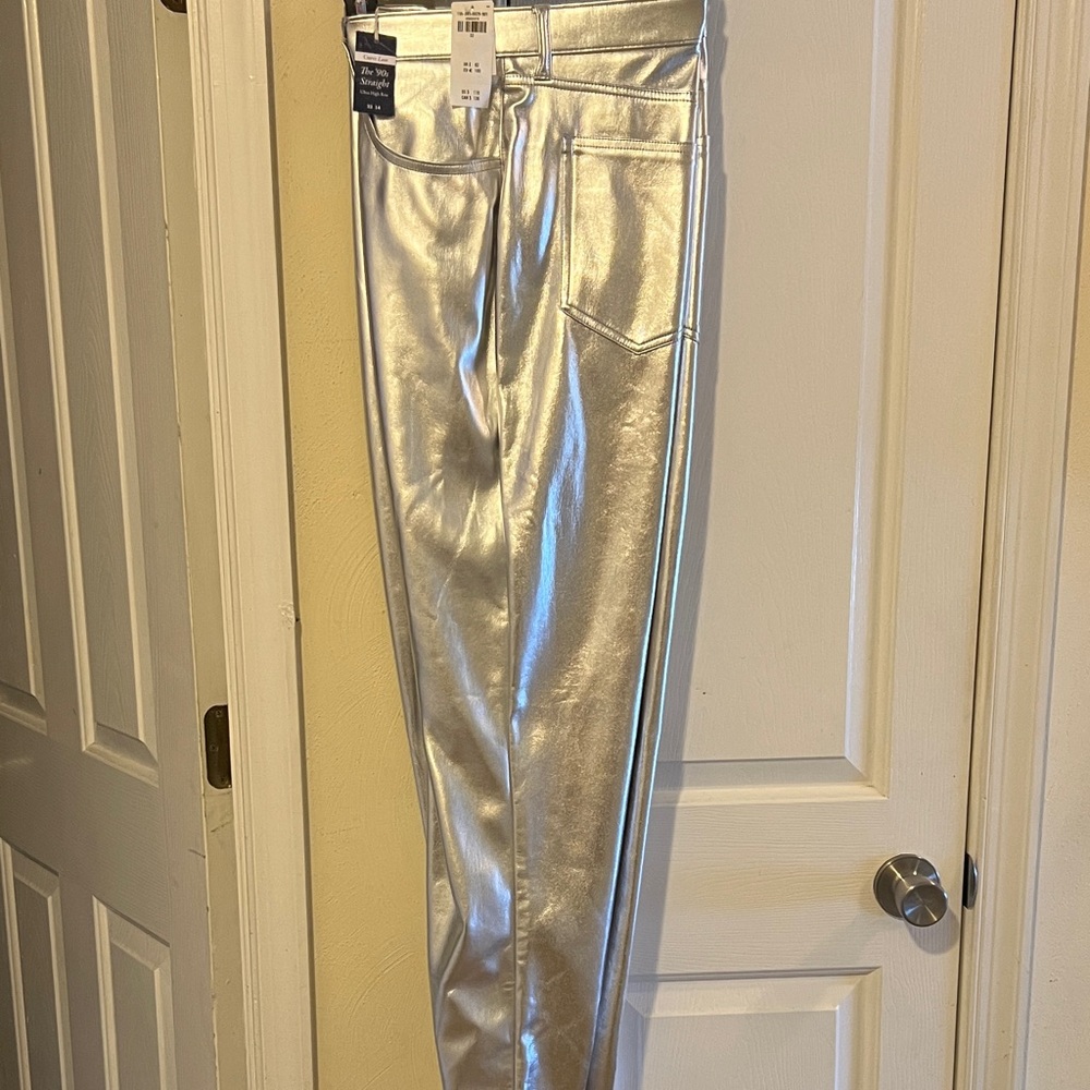 Abercrombie & Fitch Shiny Silver Straight Leg Pants